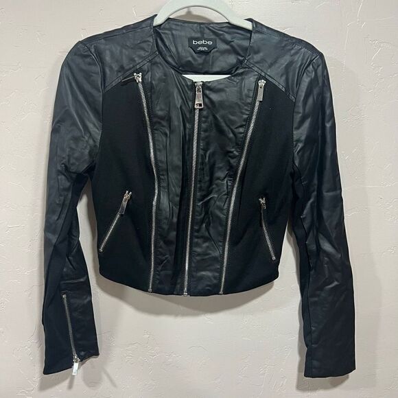 Bebe Collarless Moto Jacket - Picture 1 of 5